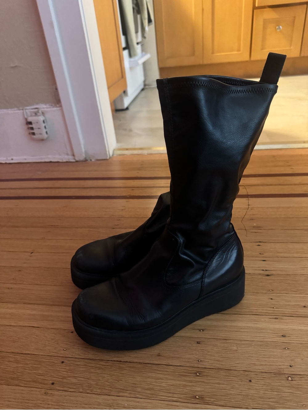 Vagabond Shoemakers Black Leather Platform Boots Size 39
